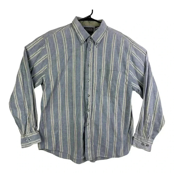 Oakton Limited Men’s Size XL Collared L/S Button Up Shirt In Gray Striped - Picture 1 of 14